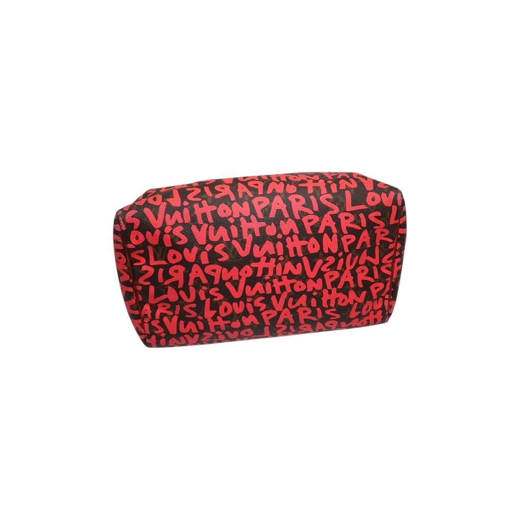 Louis Vuitton Speedy 30 Leather Pink Graffiti Monogram Handbag Black One Size - Picture 13 of 13